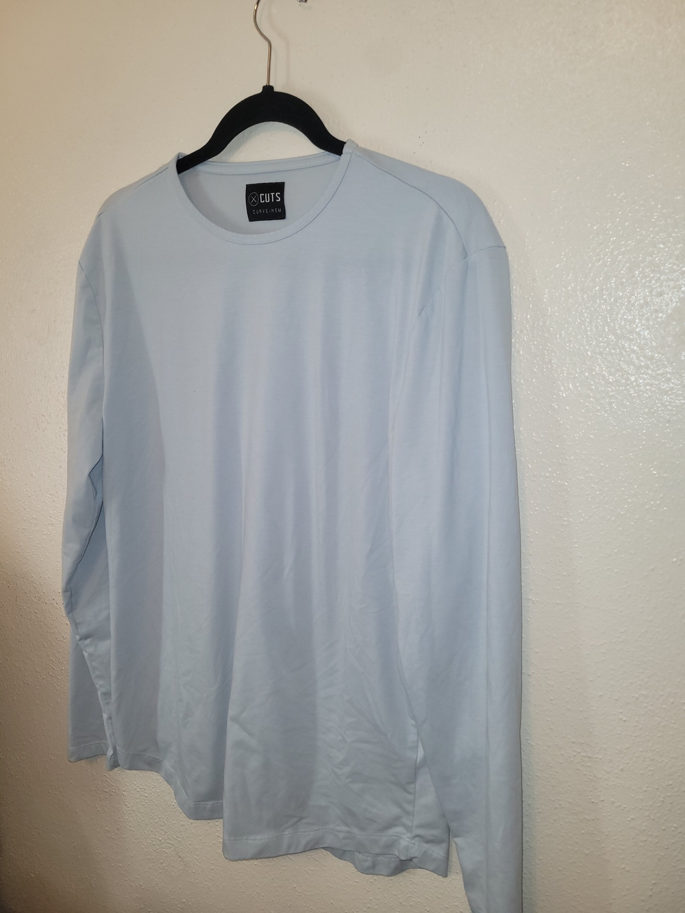 CUTS Clothing PYCA Pro Curve-Hem Long Sleeve Crew Neck T-Shirt Light Blue Men's - Picture 3 of 6